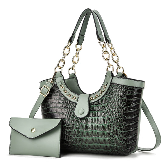 Damen Handtasche mit luxuriösem Krokodil-Look und abnehmbarer Mini-Clutch Nord Taschen