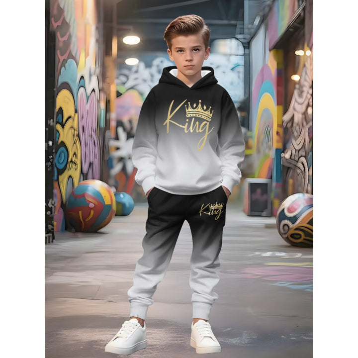Unisex Kinder Jogginganzug mit Kapuzenpullover und detailreichem Auto-Print Nord Taschen