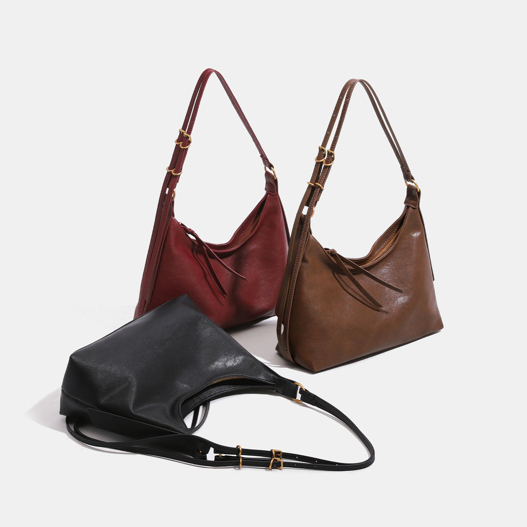 Damen Hobo-Tasche aus hochwertigem Leder mit verstellbarem Schulterriemen Nord Taschen