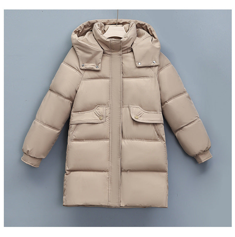 Damen nan langer thermogepolsterter Parka mit abnehmbarer Kapuze, verdecktem Reißverschluss und Klappentaschen Nord Taschen