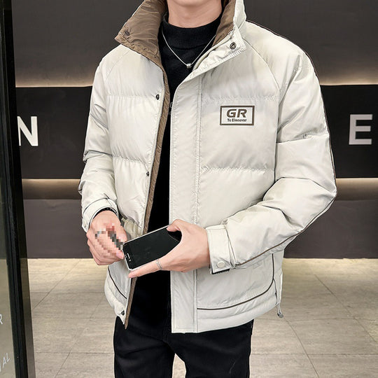 Herren Wattierte Steppjacke mit hohem Kragen, Druckknopfblende & kontrastierendem Seitenstreifen Nord Taschen