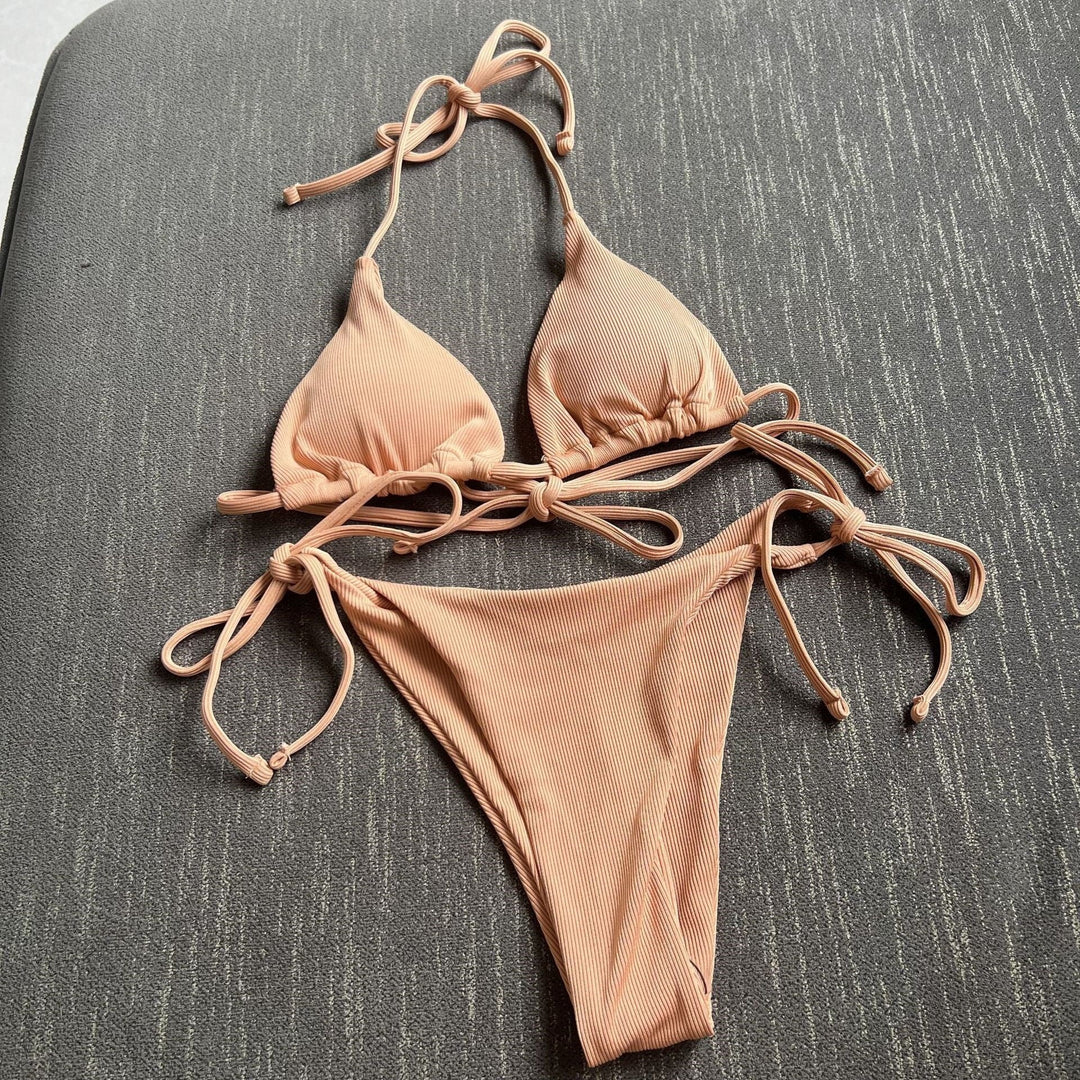 Damen Triangel-Bikini mit seitlichem Knoten und verstellbaren Trägern