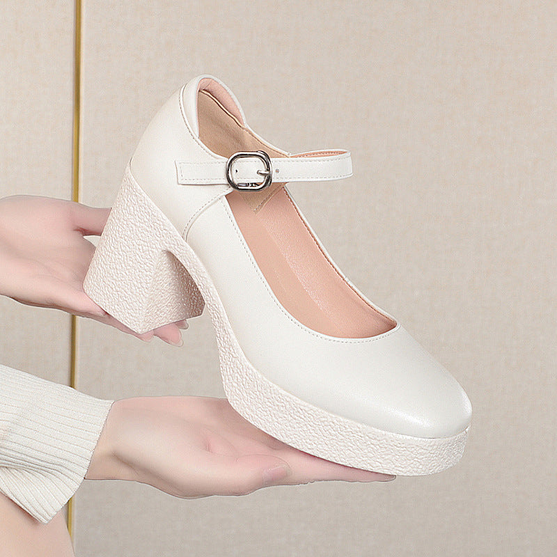 Damen Trendige Plateau-Mary Jane Schuhe mit elegantem Riemen Nord Taschen