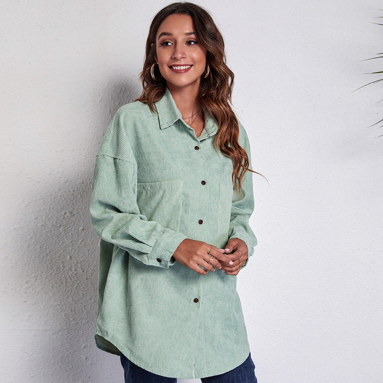 Damen Oversized Hemdblusenshirt aus Cord