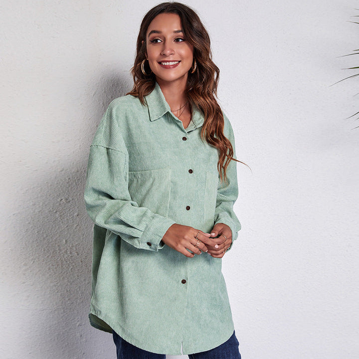Damen Oversized Hemdblusenshirt aus Cord