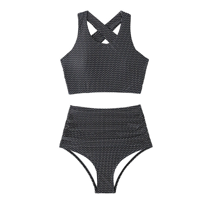 Damen Bikiniset mit hoch geschnittenen Unterteilen und Raffung