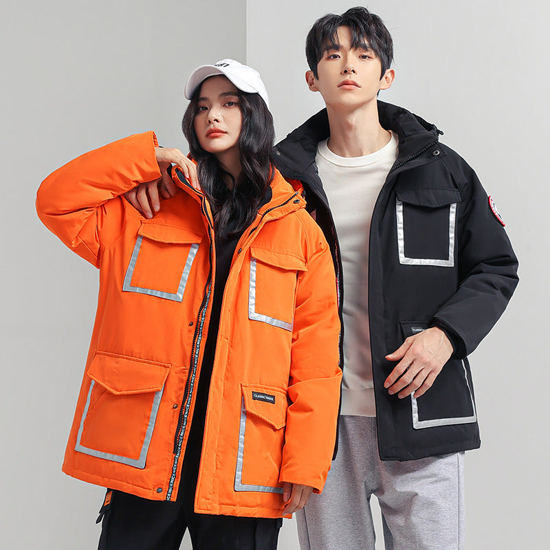 Damen Parka-Jacke mit Kapuze, wattiert, reflektierenden Einsätzen und großen Cargo-Taschen Nord Taschen
