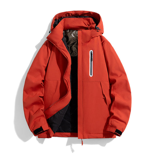 Herren wasserabweisende gesteppte Winterjacke mit Kapuze, thermischer Isolierung und reflektierender Brusttasche Nord Taschen