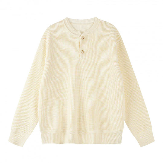 Unisex Boxy-Strickpullover mit Henley-Ausschnitt und strukturierter Waffelstrickoptik Nord Taschen