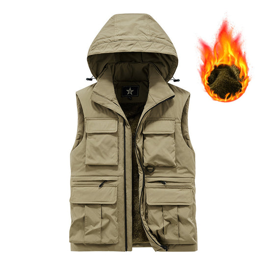 Herren Funktionelle Outdoor-Weste mit Kapuze Nord Taschen