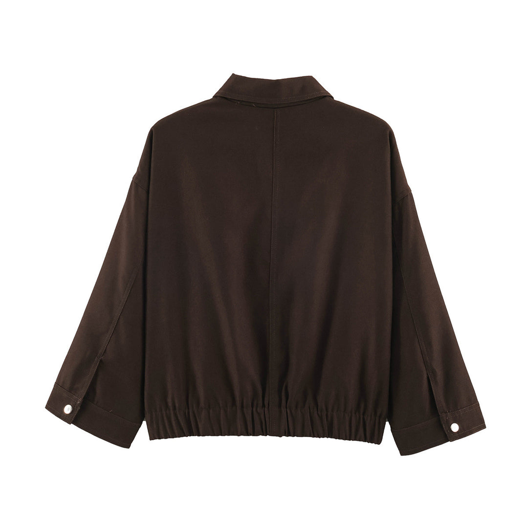 Damen Boxy Kurzblouson mit aufgesetzten Pattentaschen und Gummizugsaum Nord Taschen
