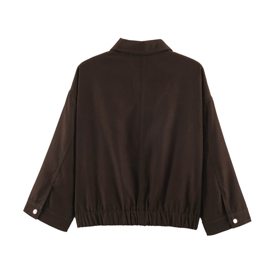 Damen Boxy Kurzblouson mit aufgesetzten Pattentaschen und Gummizugsaum Nord Taschen