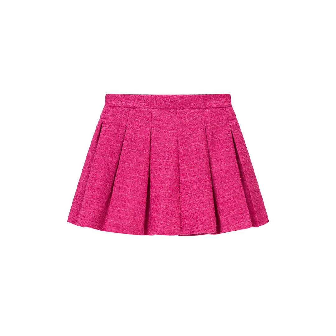 Damen Zweiteiliges Tweed-Set mit Kurzblazer und Plissiertem Minirock Nord Taschen