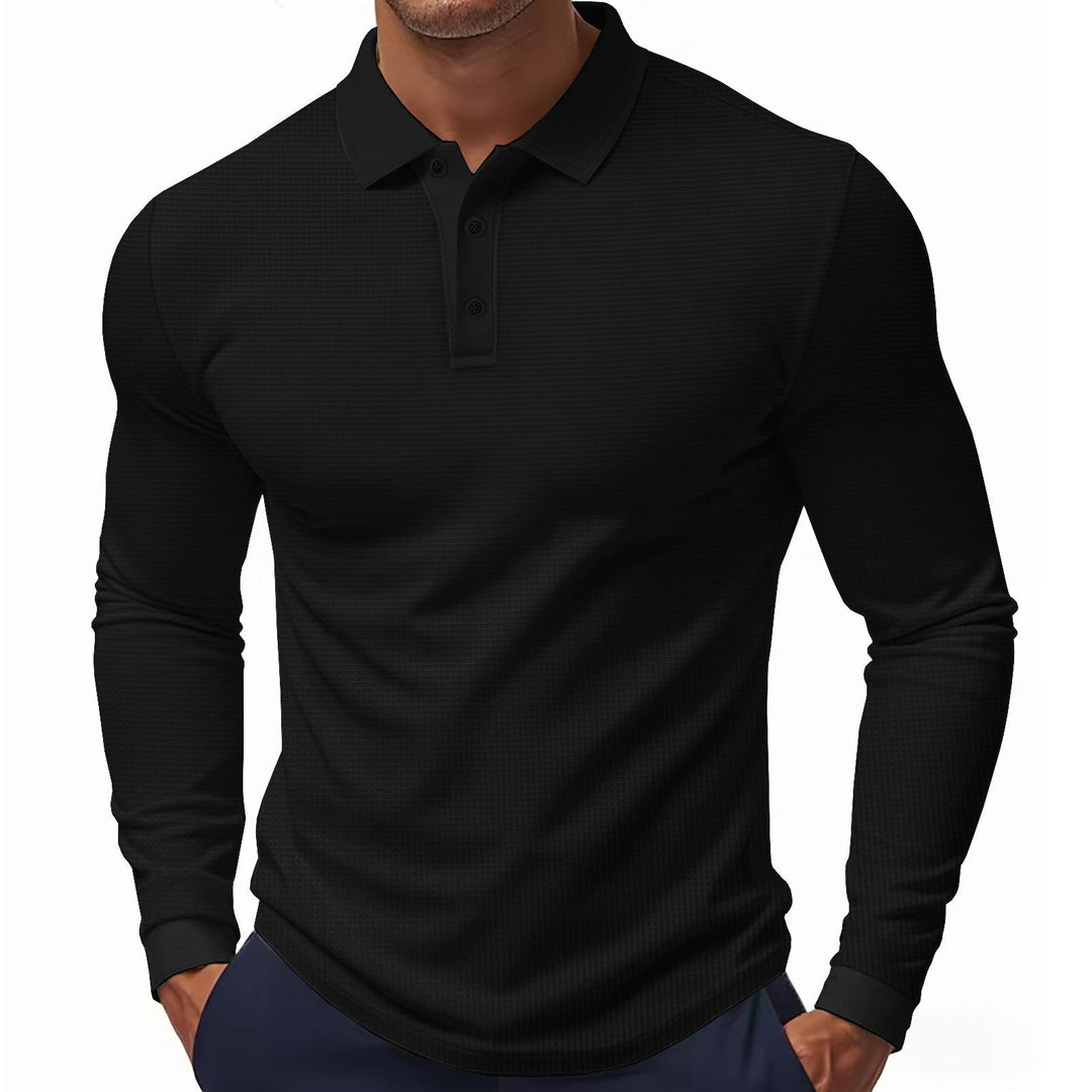 Herren Langarm-Polohemd im strukturierten Design mit modernem Schnitt
