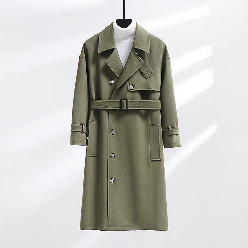 Herren Trenchcoat im modernen Wollmix mit Taillengürtel, Schalkragen und aufgesetzten Taschen Nord Taschen