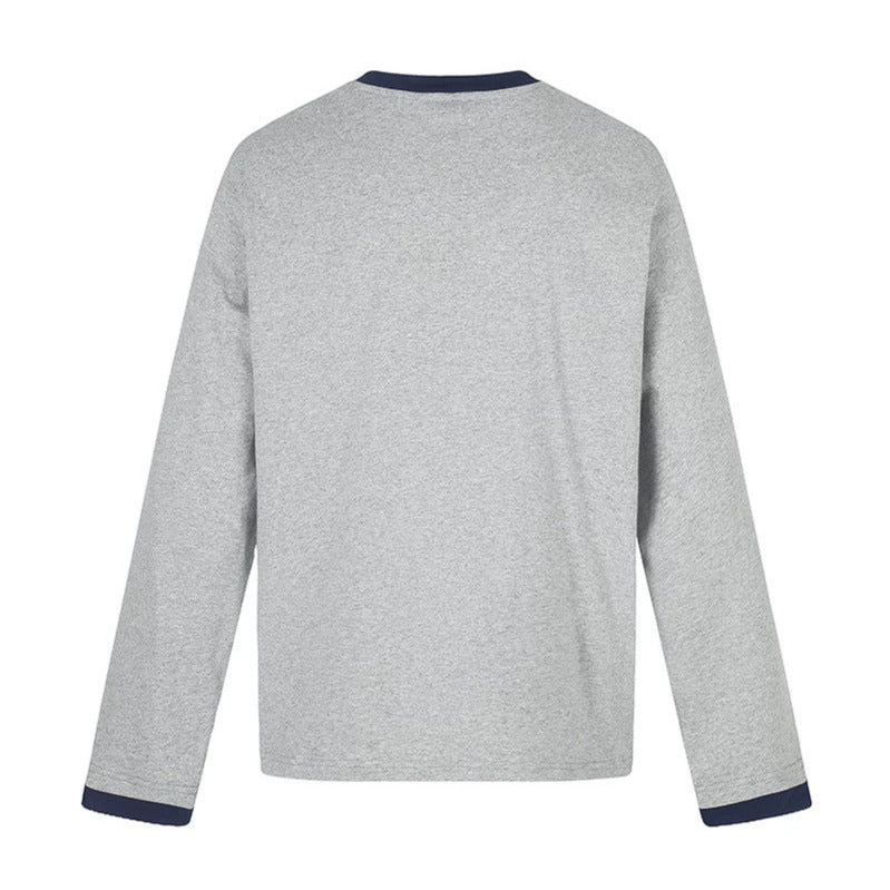 Herren Baumwoll-Langarmshirt Sweatshirt mit Adler-Print und Kontrastbündchen Nord Taschen