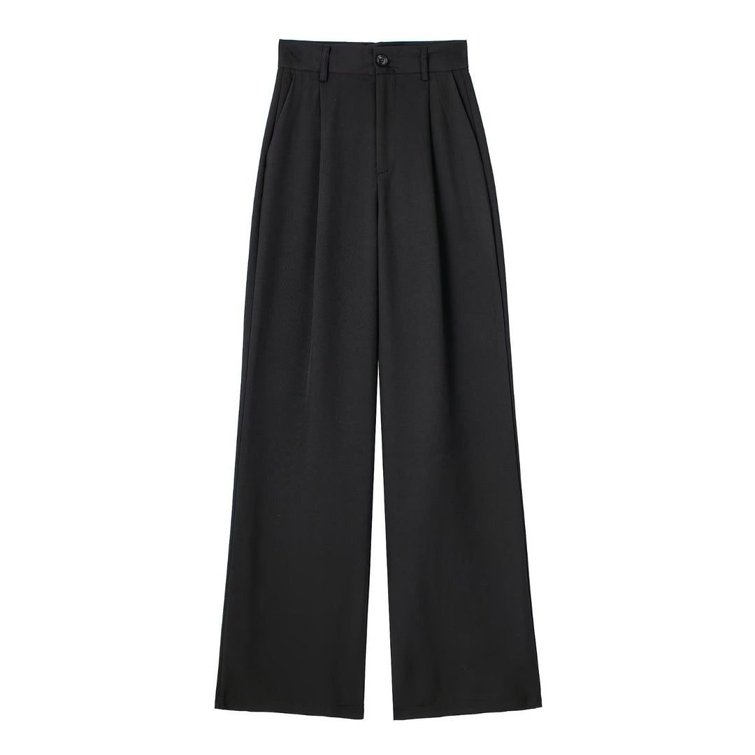 Damen Weite Highwaist-Bundfaltenhose mit Bügelfalte und seitlichen Eingrifftaschen Nord Taschen