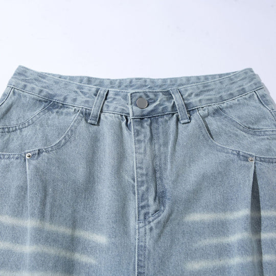 Damen Hochtaillierte weite Cropped-Jeans mit Bundfalten und Utility-Taschen Nord Taschen