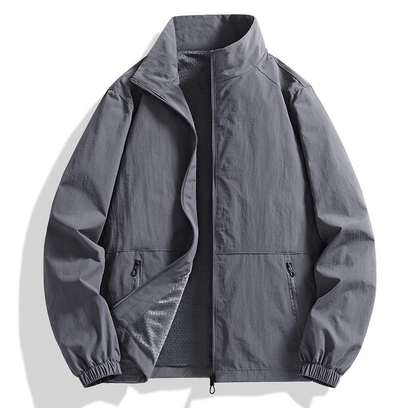 Herren Leichte atmungsaktive Windjacke mit Stehkragen und perforiertem Futter Nord Taschen