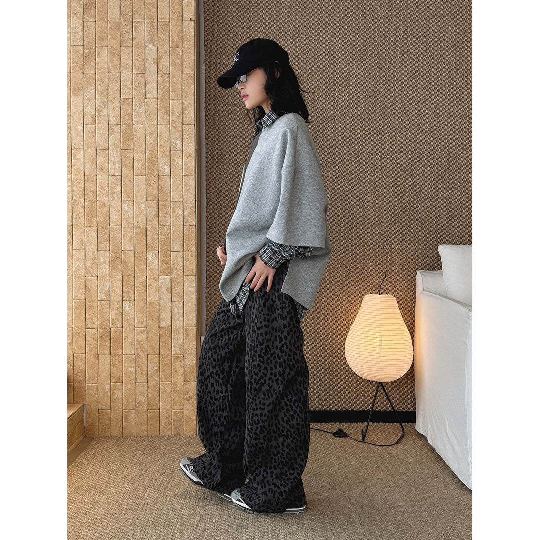Damen Weite High‑Waist Palazzohose im Leoprint mit Relaxed‑Fit und hohem Bund Nord Taschen