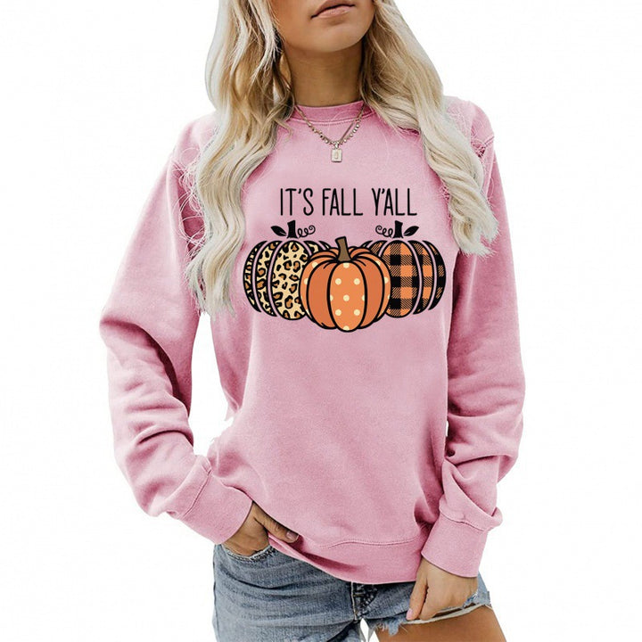 Damen lässiges Herbst Sweatshirt mit Kürbismotiv und Rundhalsausschnitt Nord Taschen