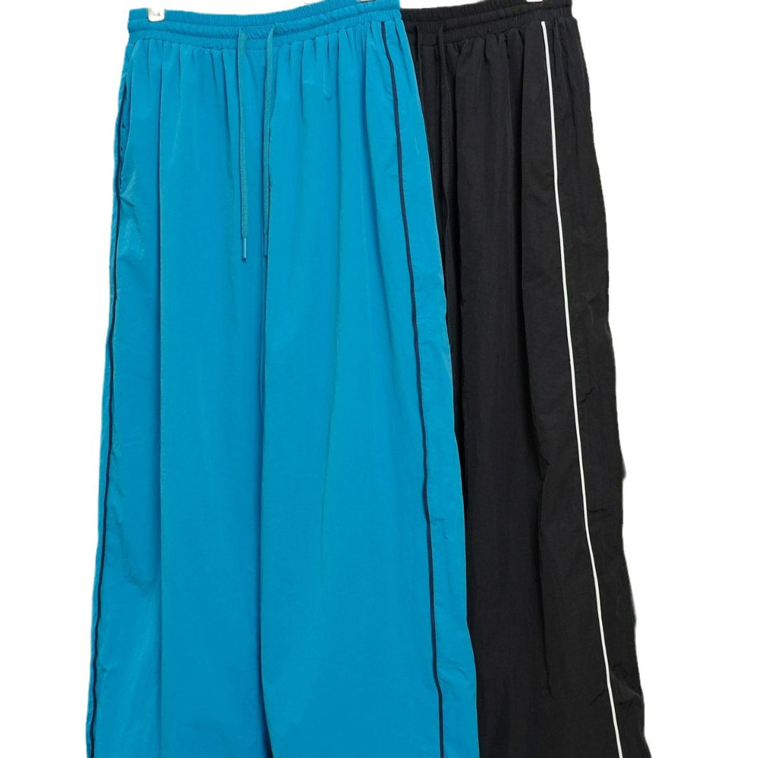 Damen Weite Nylon-Trainingshose mit Kontrastpaspeln und Elastbund Nord Taschen