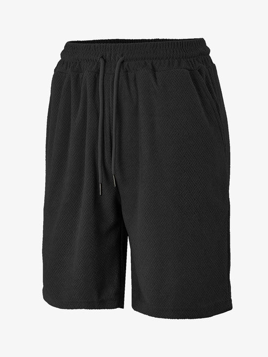 Herren nan Frottee-Shorts mit Fischgrätstruktur, elastischem Kordelbund und Seitentaschen Nord Taschen