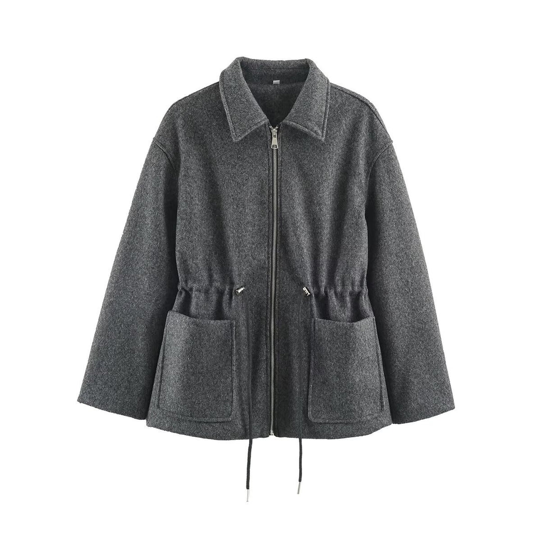 Damen Kurzjacke aus Wollmix mit Tunnelzug‑Taillierung und aufgesetzten Taschen Nord Taschen