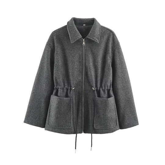 Damen Kurzjacke aus Wollmix mit Tunnelzug‑Taillierung und aufgesetzten Taschen Nord Taschen