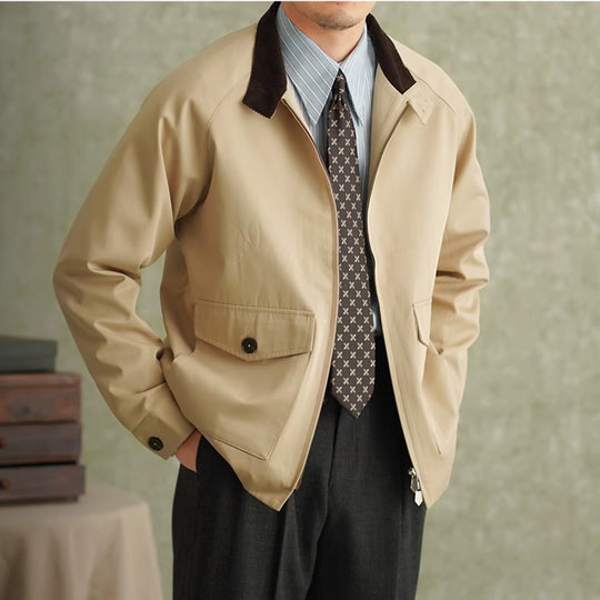Herren Harrington-Jacke mit Cordkragen und aufgesetzten Pattentaschen Nord Taschen