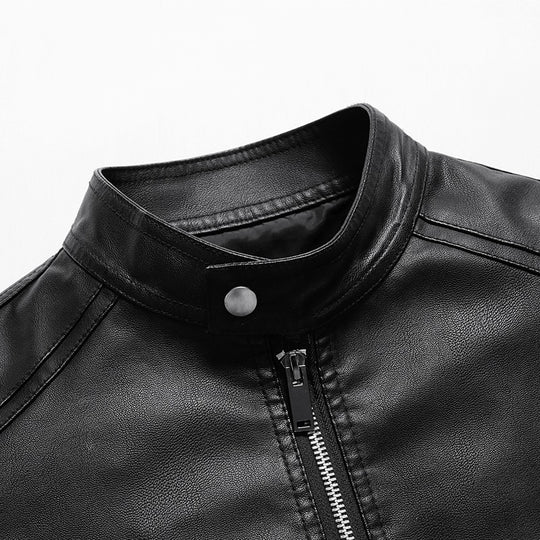 Herren Schlichte Kunstleder-Cityjacke mit Stehkragen, Zweiwege-Reißverschluss & Eingrifftaschen Nord Taschen