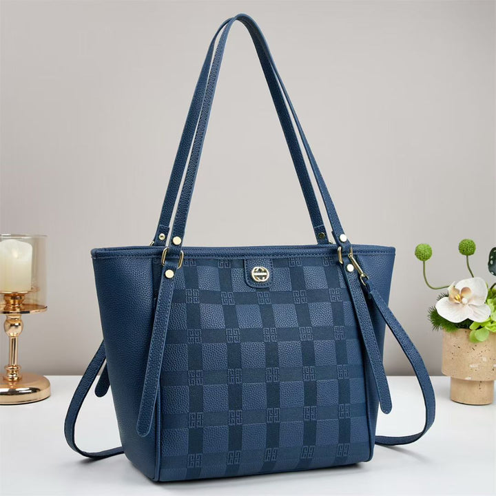 Damen elegante Shopper-Tasche mit modischem Karo-Muster und abnehmbarem Schulterriemen Nord Taschen