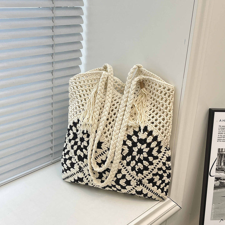 Damen gehäkelte Umhängetasche mit verspielten Sonnenblumenapplikationen Nord Taschen