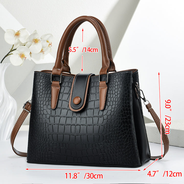 Damen elegante Handtasche mit Kroko-Prägung und praktischem Schultergurt Nord Taschen