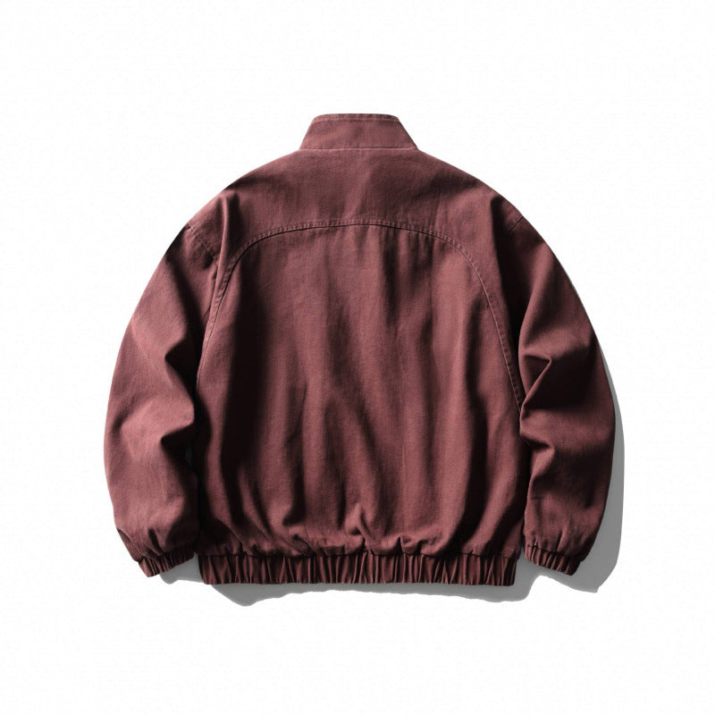 Unisex Kastenförmige Zip-Blousonjacke aus Canvas mit Stehkragen, schrägen Reißverschlusstaschen und elastischem Saum Nord Taschen