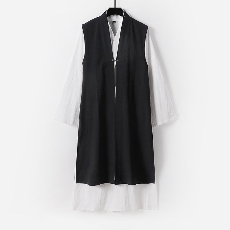 Damen Langer ärmelloser Kimono-Weste mit minimalistischer Linienführung und dekorativem Knebelverschluss Nord Taschen