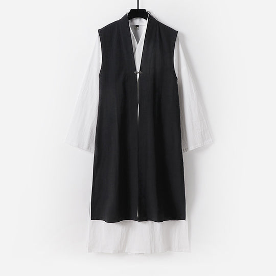 Damen Langer ärmelloser Kimono-Weste mit minimalistischer Linienführung und dekorativem Knebelverschluss Nord Taschen