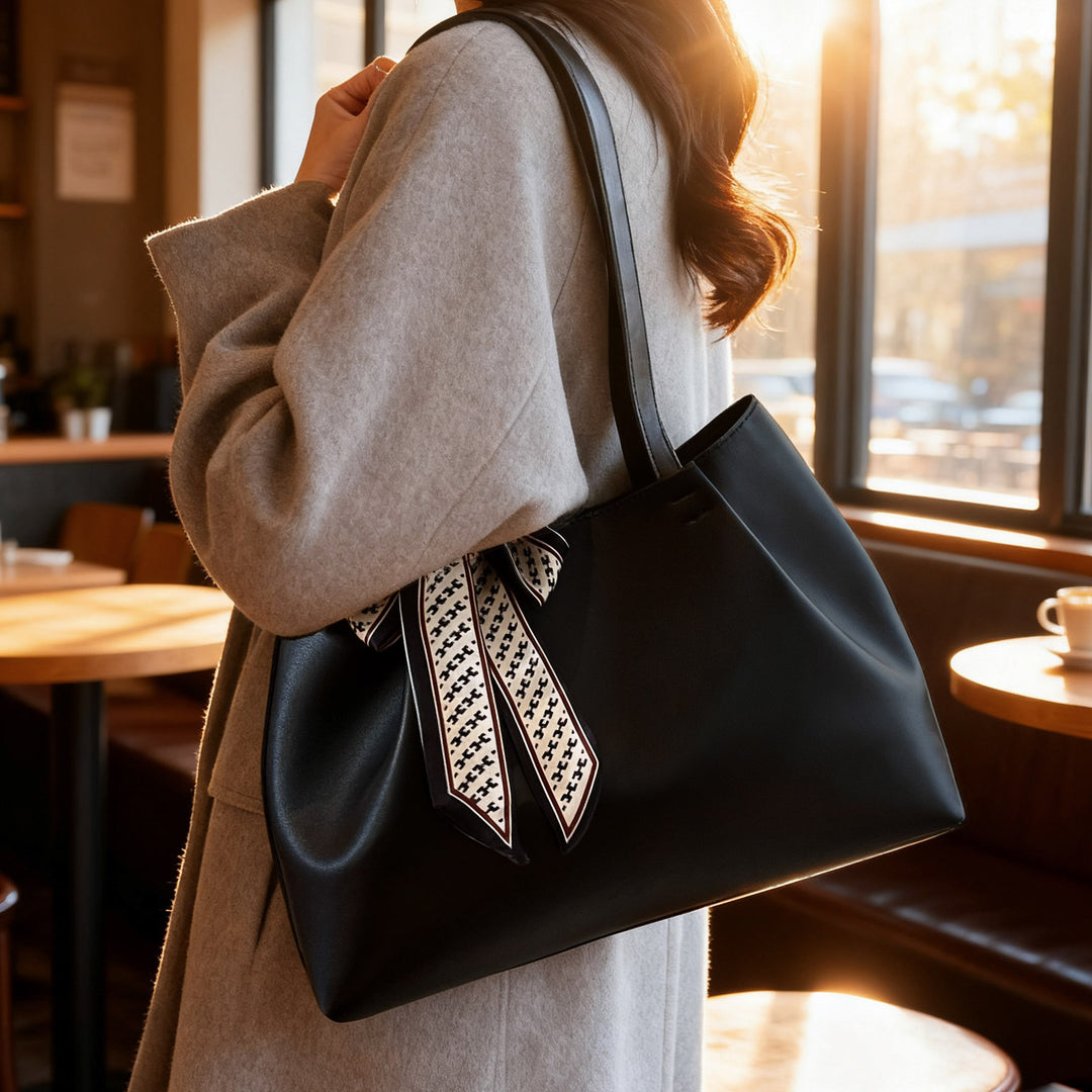 Damen elegante Shopper Tasche mit modischem Schleifenmotiv Nord Taschen