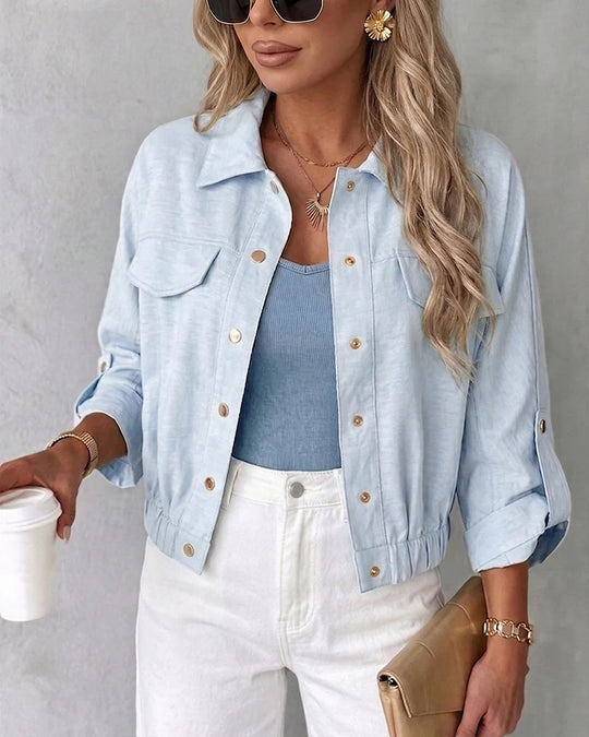 Damen Lässige Sommerjacke mit Knopfdetails Nord Taschen