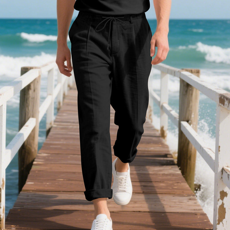 Herren leichte, atmungsaktive Strandhose mit verstellbarem Kordelzug und praktischen seitlichen Taschen