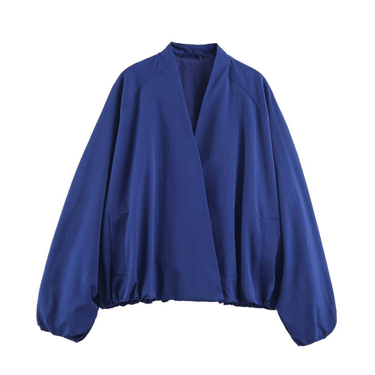 Damen Leichte Oversize-Blousonjacke mit offenem Kimonoausschnitt Nord Taschen
