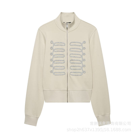 Damen Zip‑Jacke im Military‑Inspirierten Look mit Stehkragen und Zierpaspel Nord Taschen
