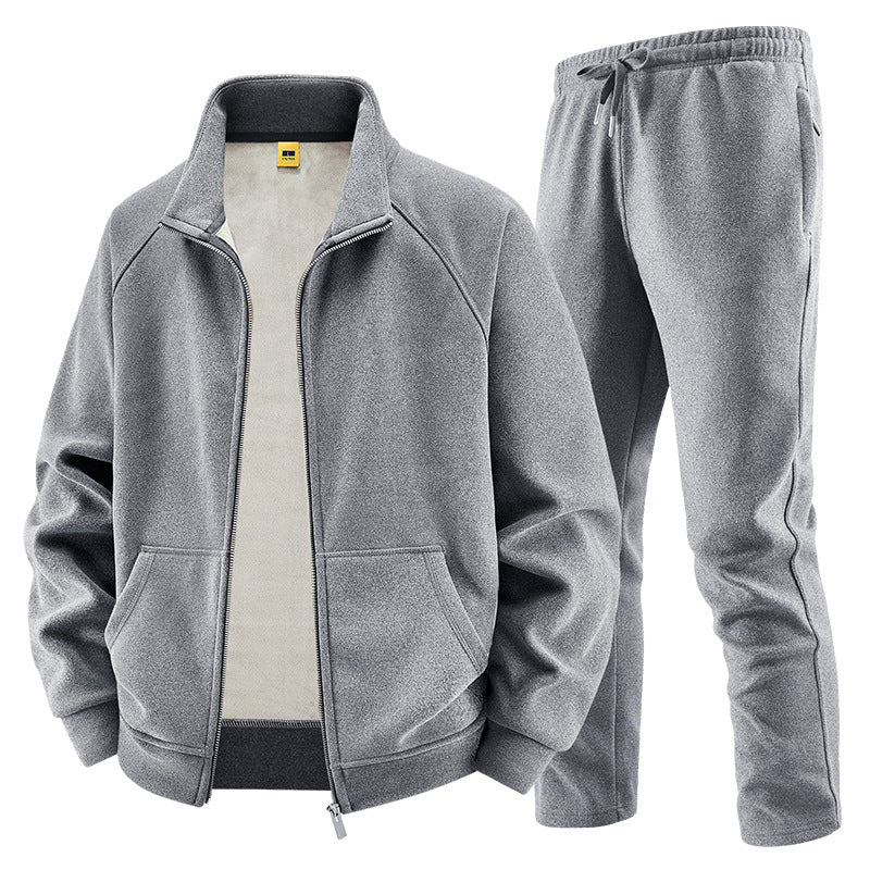 Herren Fleece-Trainingsset mit Stehkragen und Elastikbund Nord Taschen