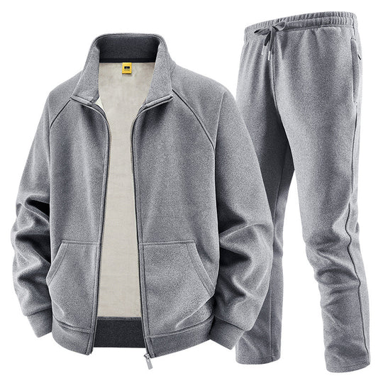 Herren Fleece-Trainingsset mit Stehkragen und Elastikbund Nord Taschen