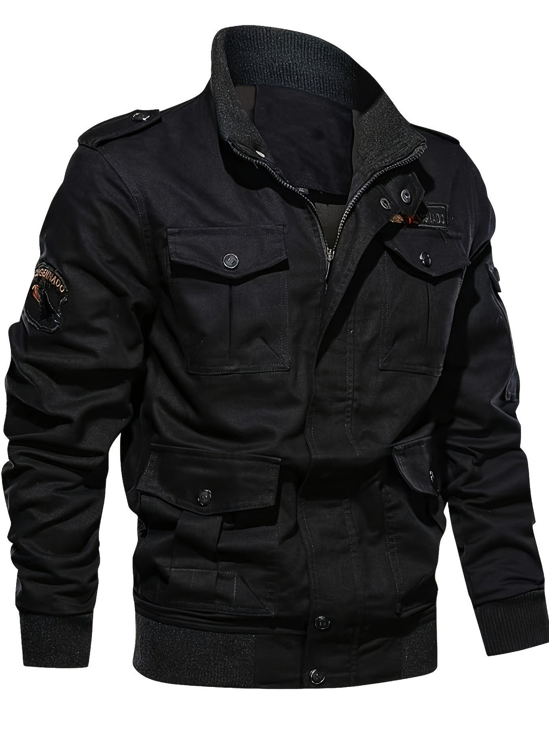 Herren Fieldjacke im Military-Stil mit Mehrfach-Taschen und Strickkragen Nord Taschen