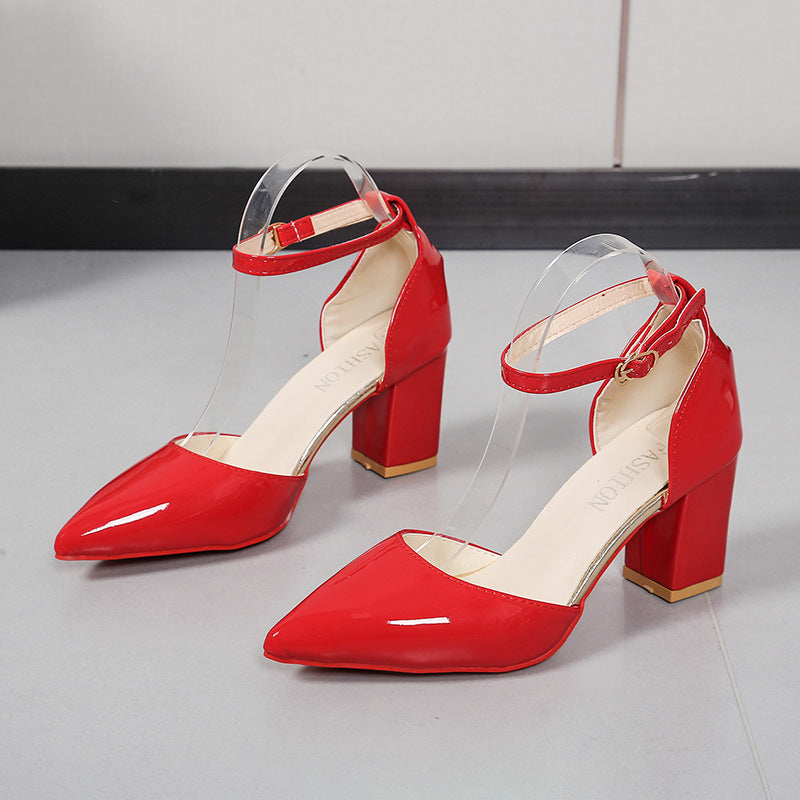 Damen elegante High-Heels mit transparentem Riemen und Blockabsatz