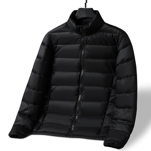 Herren Leichte ultrawarme packbare Steppjacke mit horizontaler Steppung, hohem Stehkragen und Zwei-Wege-Reißverschluss Nord Taschen