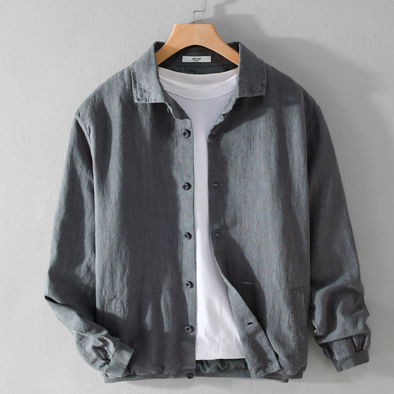 Herren Leichte Leinen-Hemdjacke mit Knopfleiste und Relaxed Fit Nord Taschen