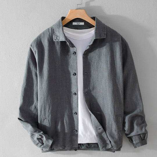 Herren Leichte Leinen-Hemdjacke mit Knopfleiste und Relaxed Fit Nord Taschen