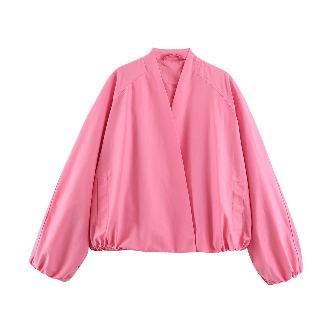Damen Leichte Oversize-Blousonjacke mit offenem Kimonoausschnitt Nord Taschen